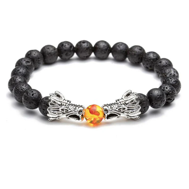 Bransoletka z koralików Buddha Stones White Turquoise Lava Rock Dragon Blessing - Image 7