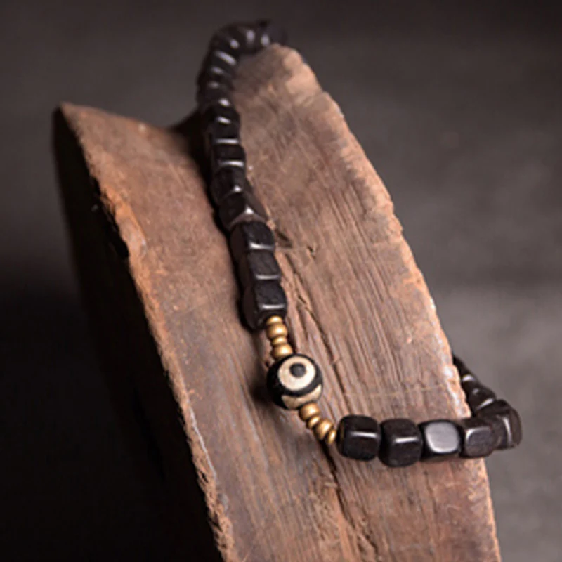 Bransoletka z koralików Ebony Wood Dzi Copper Peace Couple - Image 10