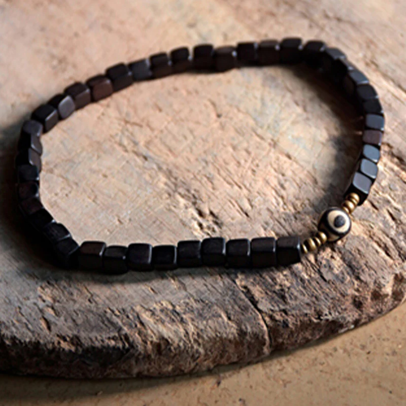 Bransoletka z koralików Ebony Wood Dzi Copper Peace Couple - Image 9