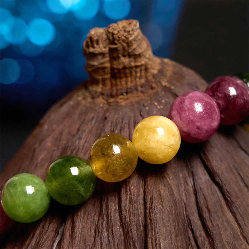 Bransoletka z kwiatów mądrości z turmalinu i Buddha Stones - Image 3