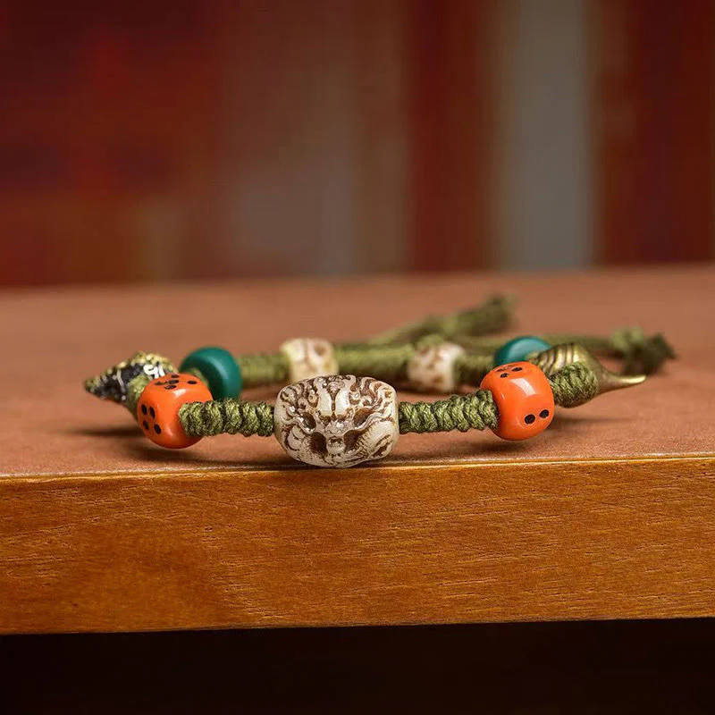 Bransoletka z liną, ręcznie robiona, z motywem smoka i Buddha Stones - Image 4