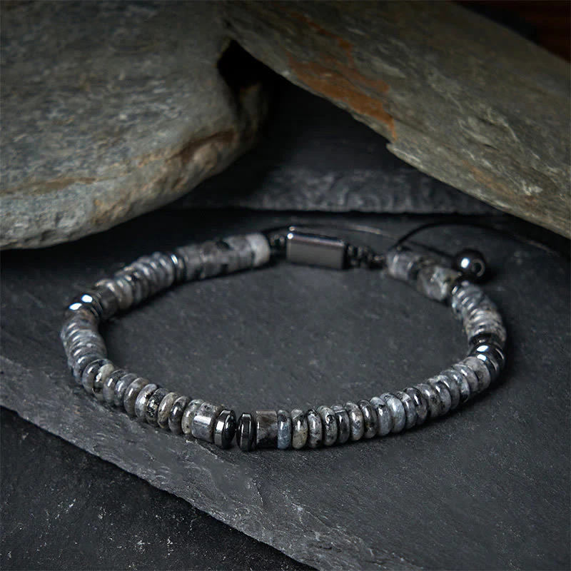 Bransoletka z liną wzmacniającą z małych czarnych Buddha Stones obsydianu, zielonego awenturynu i szarego jaspisu z tygrysim okiem - Image 9
