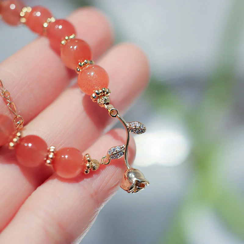 Bransoletka z naturalnego czerwonego agatu Buddha Stones Rose Confidence Calm Chain - Image 6