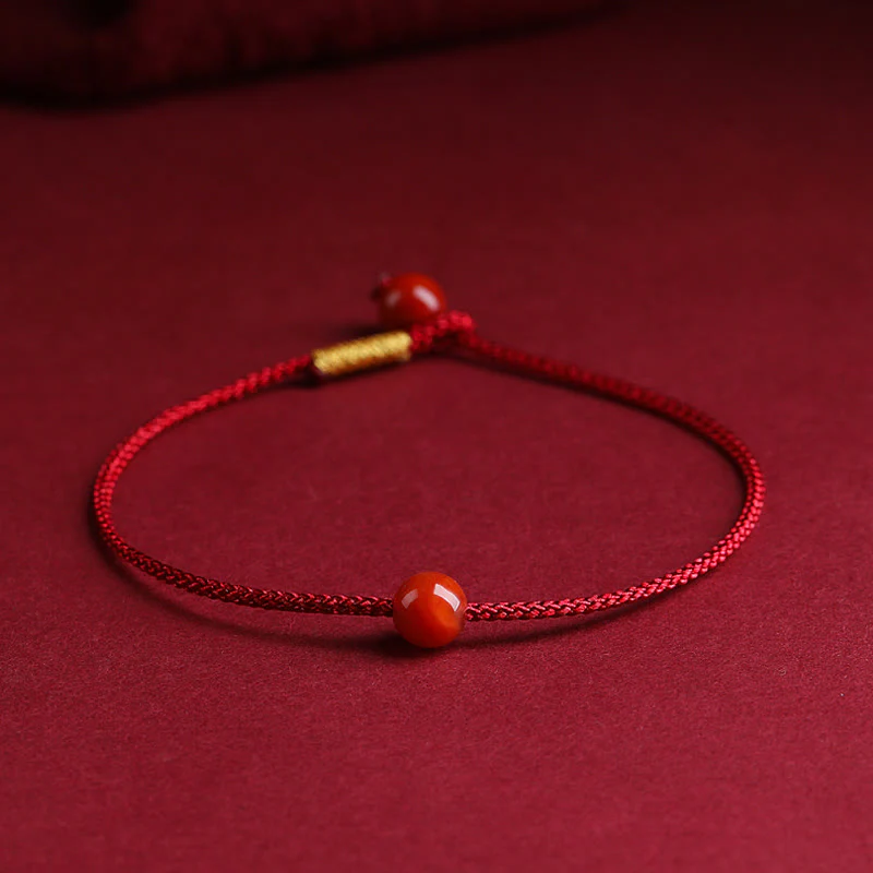 Bransoletka z naturalnego czerwonego agatu Cinnabar Red z Buddha Stones - Image 11