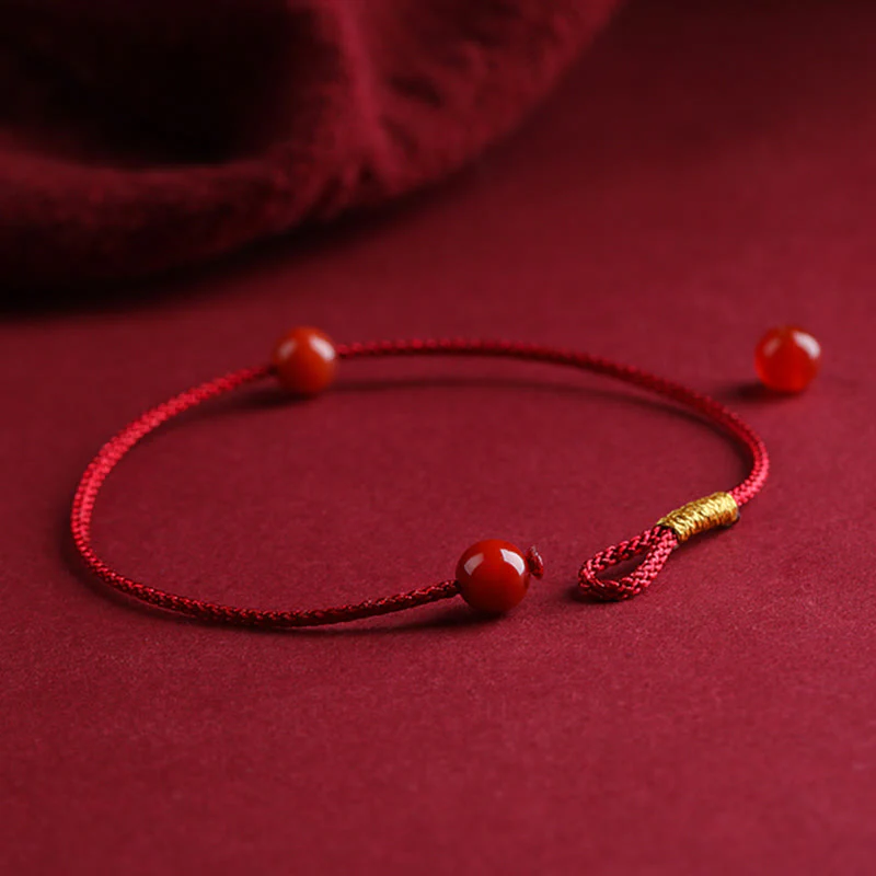 Bransoletka z naturalnego czerwonego agatu Cinnabar Red z Buddha Stones - Image 12