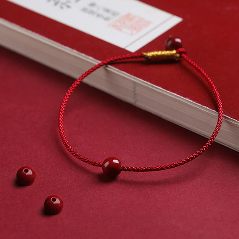 Bransoletka z naturalnego czerwonego agatu Cinnabar Red z Buddha Stones - Image 3