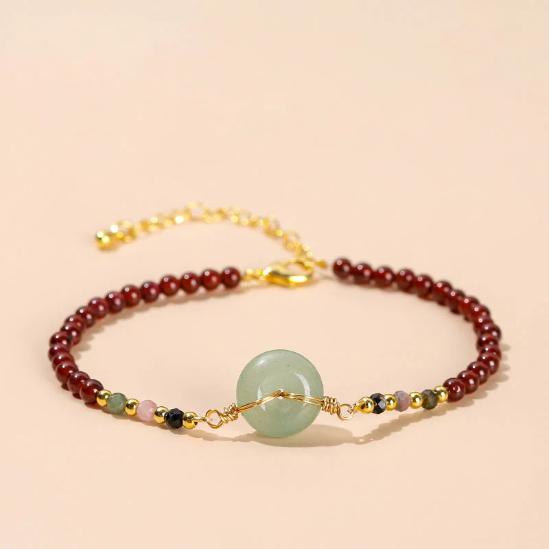 Bransoletka z naturalnych Buddha Stones Granat Peace Buckle Bead Calm