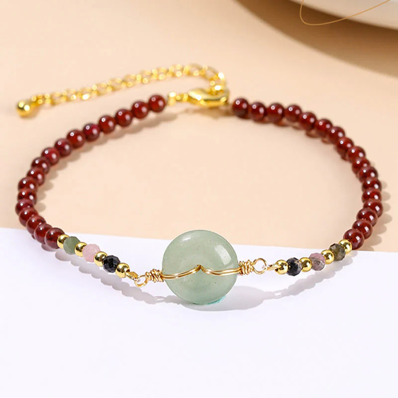 Bransoletka z naturalnych Buddha Stones Granat Peace Buckle Bead Calm - Image 5
