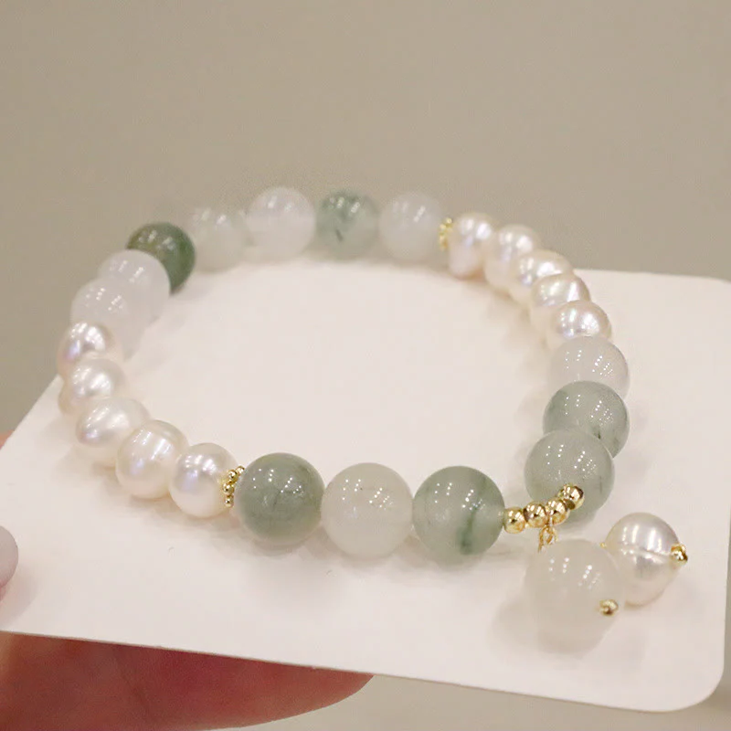 Bransoletka z naturalnych pereł i jadeitu z Buddha Stones, uzdrawiająca szczerość - Image 3