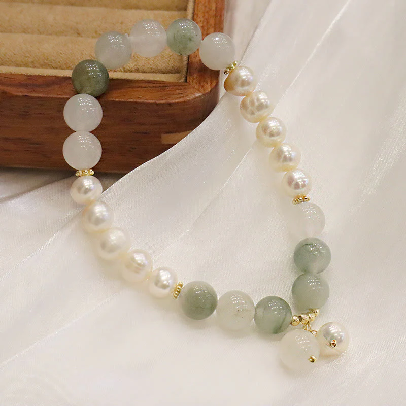 Bransoletka z naturalnych pereł i jadeitu z Buddha Stones, uzdrawiająca szczerość - Image 4