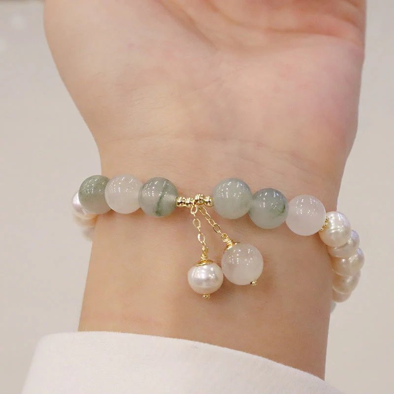 Bransoletka z naturalnych pereł i jadeitu z Buddha Stones, uzdrawiająca szczerość - Image 7
