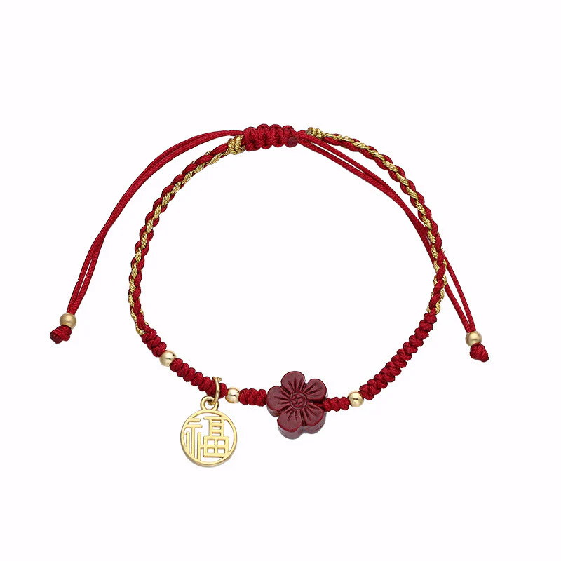 Bransoletka z plecionego sznurka z motywem kwiatów Fu z Buddha Stones i błogosławieństwem - Image 9