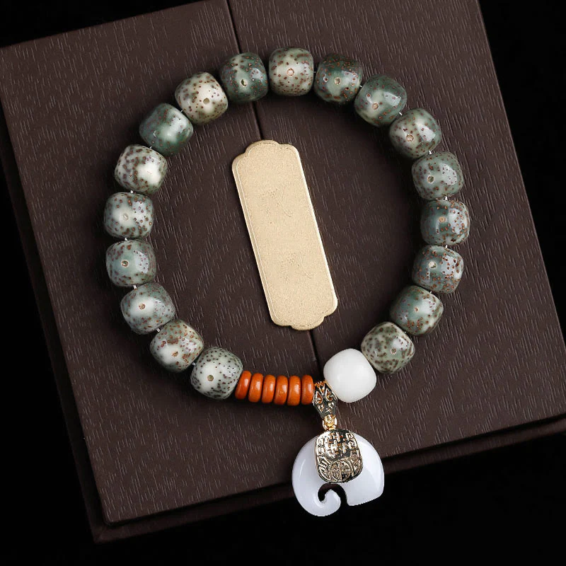 Bransoletka z ręcznie polerowanych Buddha Stones z motywem gwiazdy i księżyca Bodhi, wzorem słonia i wewnętrznym spokojem - Image 15