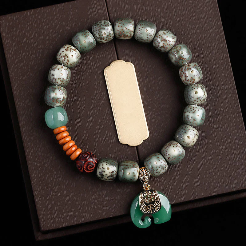 Bransoletka z ręcznie polerowanych Buddha Stones z motywem gwiazdy i księżyca Bodhi, wzorem słonia i wewnętrznym spokojem - Image 16