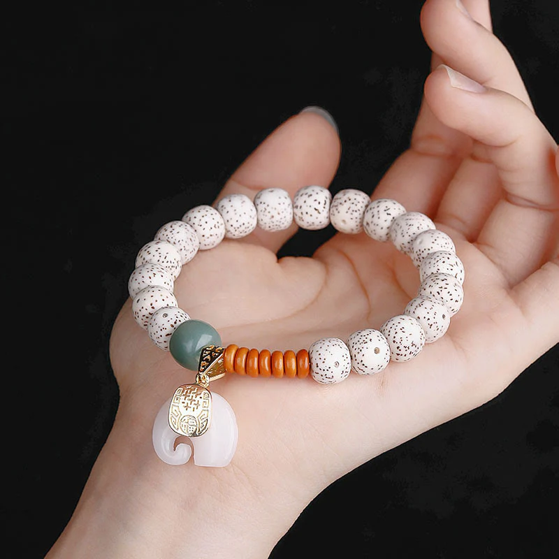 Bransoletka z ręcznie polerowanych Buddha Stones z motywem gwiazdy i księżyca Bodhi, wzorem słonia i wewnętrznym spokojem - Image 8