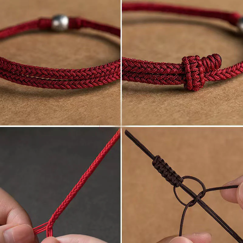 Bransoletka z ręcznie robionych Buddha Stones ze srebra próby 925 Fu Bead Braided Fortune - Image 10
