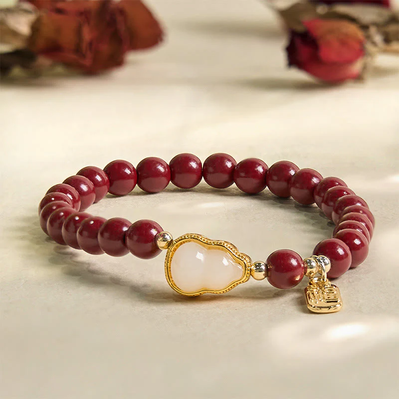 Bransoletka z zawieszką błogosławieństwa z Buddha Stones w kształcie tykwy cynobrowej Fu
