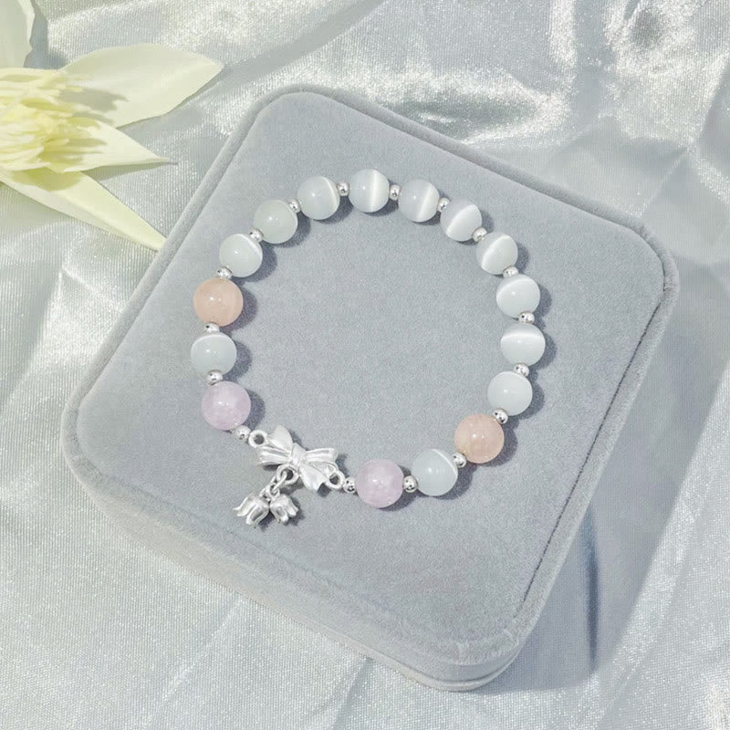 Bransoletka z zawieszką w kształcie rozety z Buddha Stones , kociego oka i lawendowego ametystu - Image 2