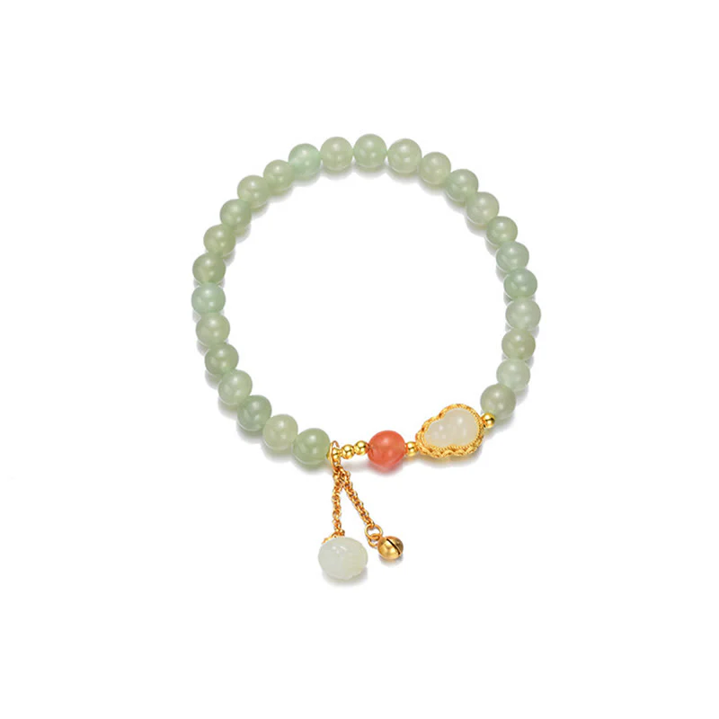 Bransoletka ze srebra próby 925 Hetian Jade Gourd Lotus Abundance Luck - Image 15