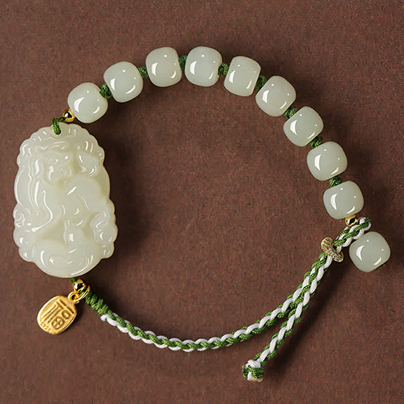 Bransoletka ze srebra próby 925 ze sznurka z chińskim znakiem zodiaku Hetian Jade - Image 18