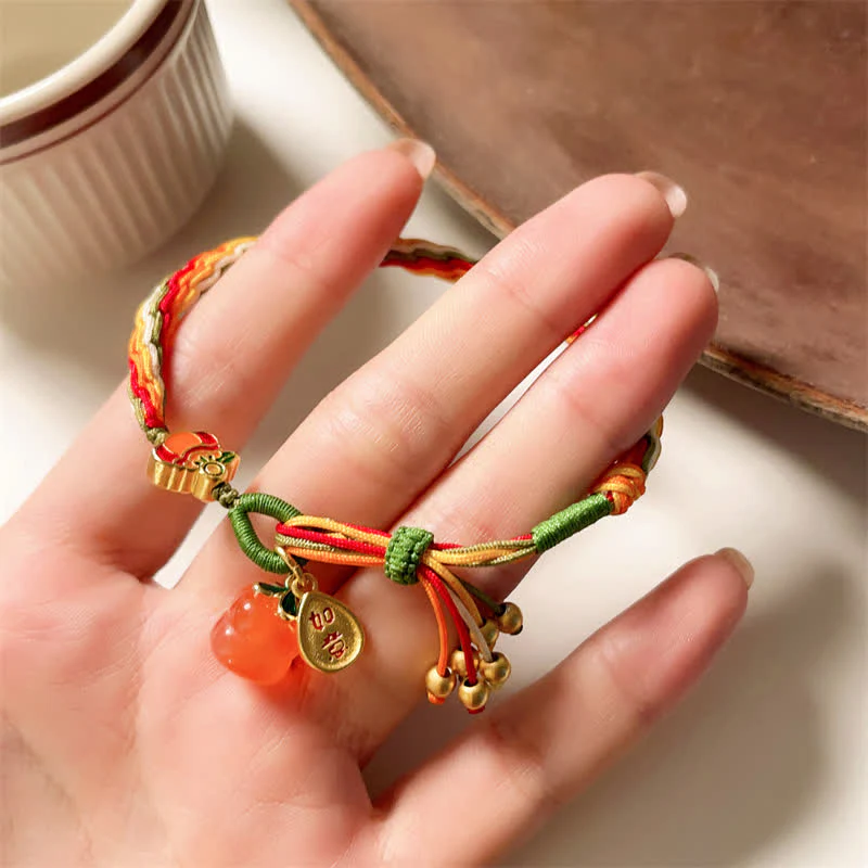 Bransoletka ze sznurka z węzłem warkoczowym i Buddha Stones Persimmon Red Agat Strength Reincarnation - Image 11
