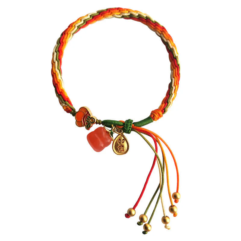 Bransoletka ze sznurka z węzłem warkoczowym i Buddha Stones Persimmon Red Agat Strength Reincarnation - Image 16