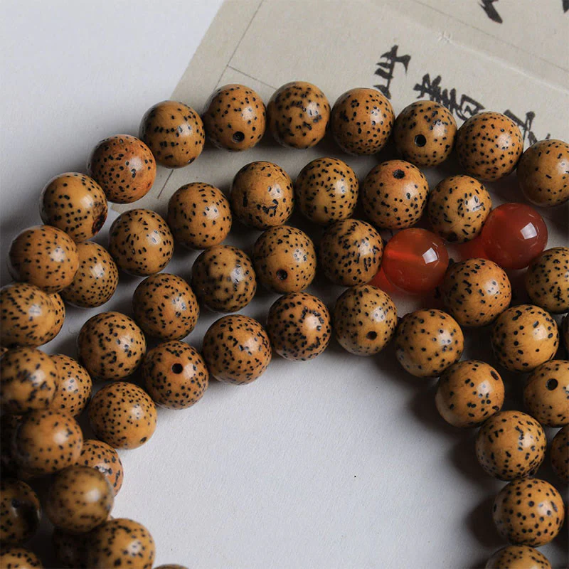 Buddha Stones 108 Koraliki Mala Bodhi Nasiona Czerwony Agat Bransoletka Pomyślności - Image 4