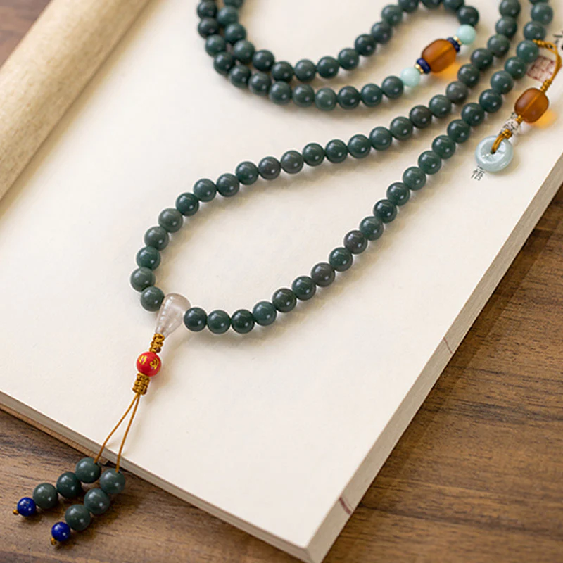 Buddha Stones 108 Koralików Bodhi Seed Blessing Medytacyjna Bransoletka Mala - Image 5