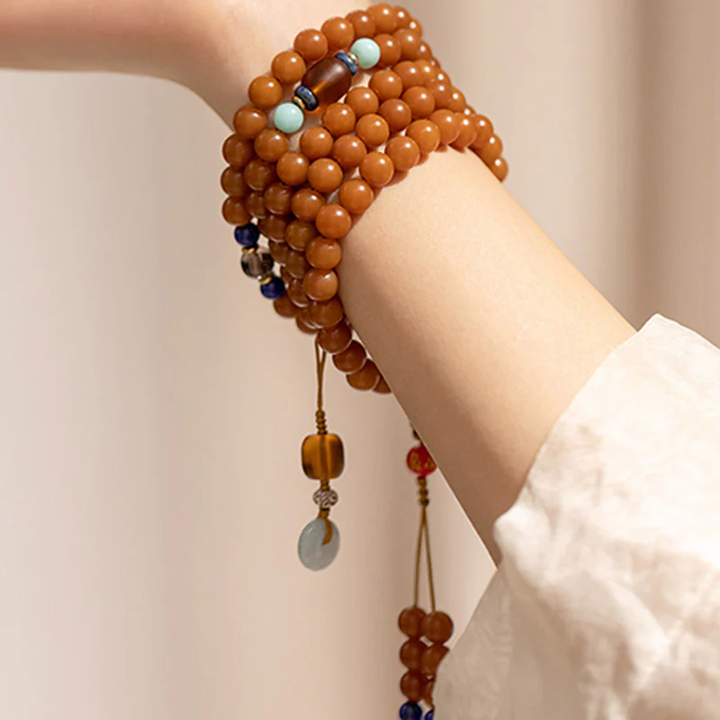 Buddha Stones 108 Koralików Bodhi Seed Blessing Medytacyjna Bransoletka Mala - Image 8