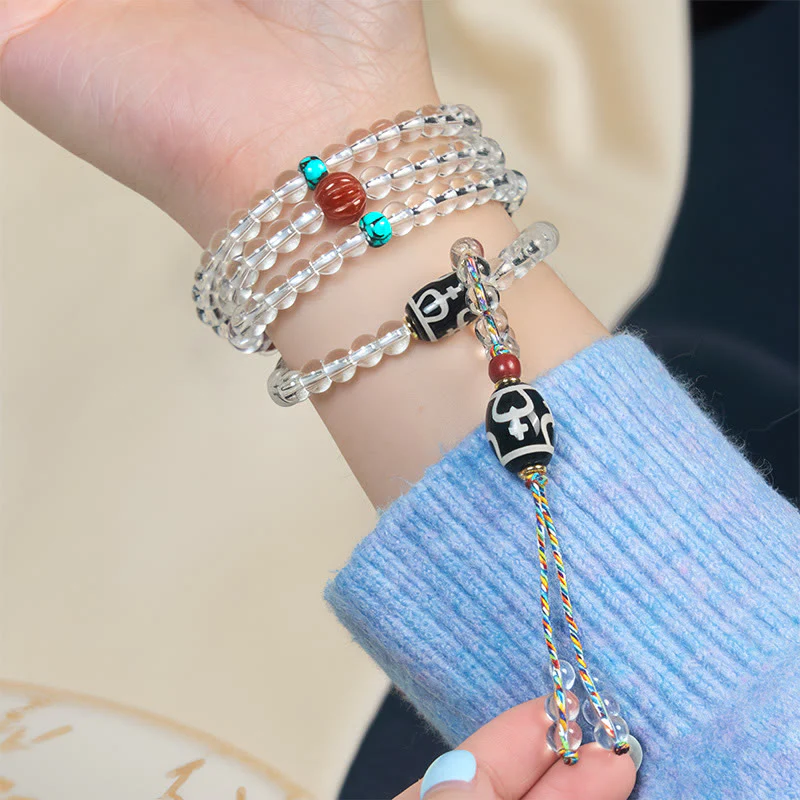 Buddha Stones 108 koralików Liuli Crystal Dzi Koralik Agat Błogosławieństwa Tassel Mala - Image 10