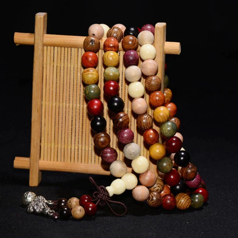 Buddha Stones 108 Koralików Wenge Drewno Mala Błogosławieństwo Medytacja Bransoletka - Image 2