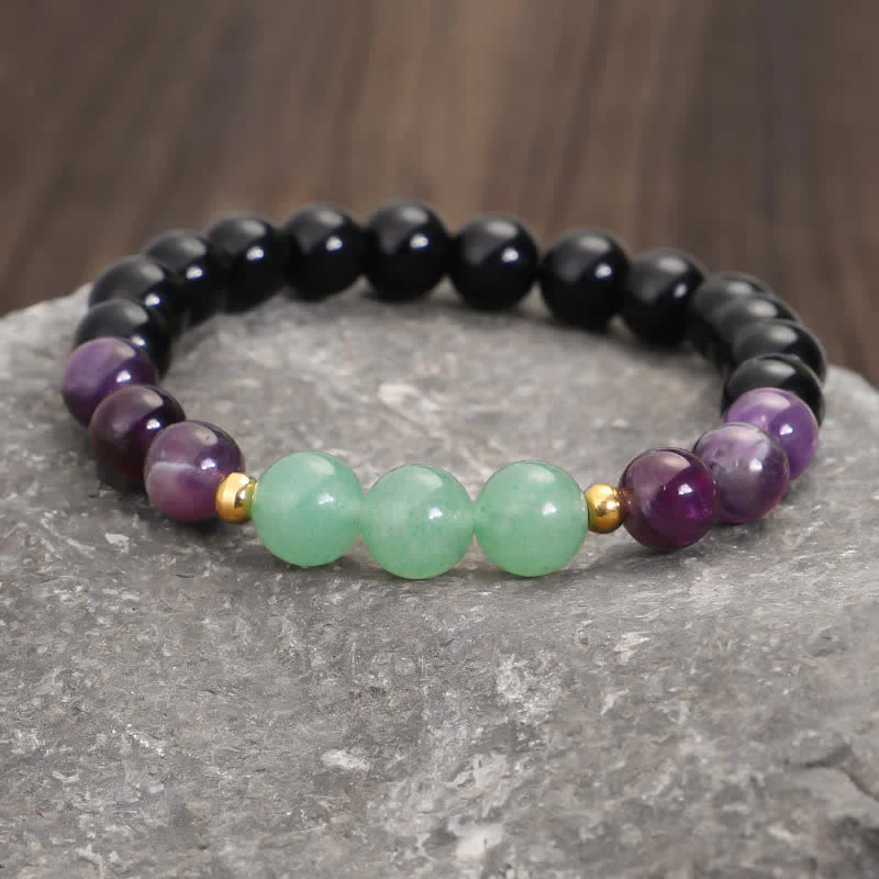 Buddha Stones 108 Mala Beads Ametyst Zielony Awenturyn Lotus Medytacyjna Bransoletka - Image 10