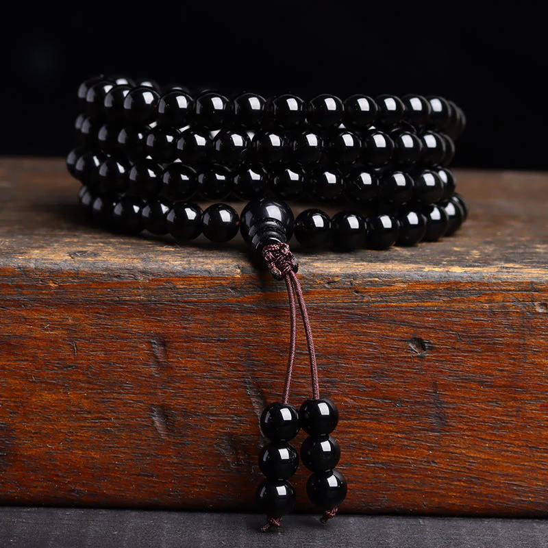 Buddha Stones 108 Mala Beads Czarny Obsydian Bransoletka Spełnienie Obsydianu - Image 10