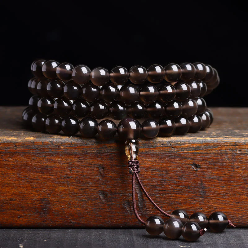 Buddha Stones 108 Mala Beads Czarny Obsydian Bransoletka Spełnienie Obsydianu - Image 14