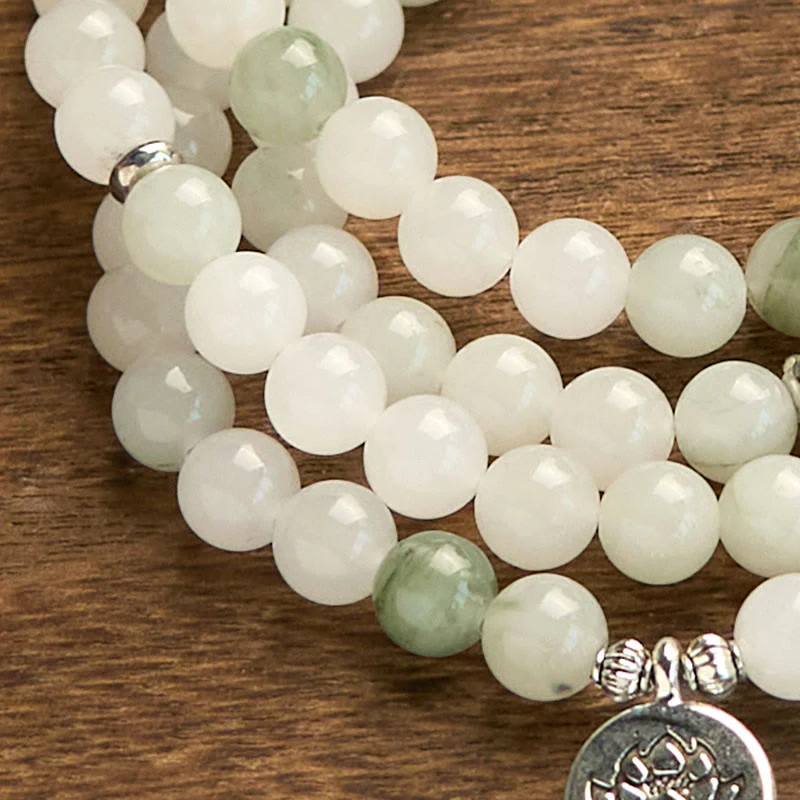 Buddha Stones 108 Mala Beads Naturalna Bransoletka Szczęścia Tianshan Jade Lotus - Image 7