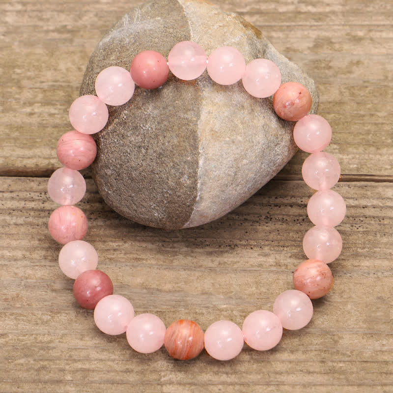 Buddha Stones 108 Mala Beads Różowa Kryształowa Bransoletka z Chwostem Miłości - Image 6