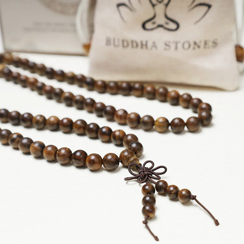 Buddha Stones 108 Mala Koraliki Bransoletka Modlitwa Medytacja Sandałowiec Elastyczny - Image 6