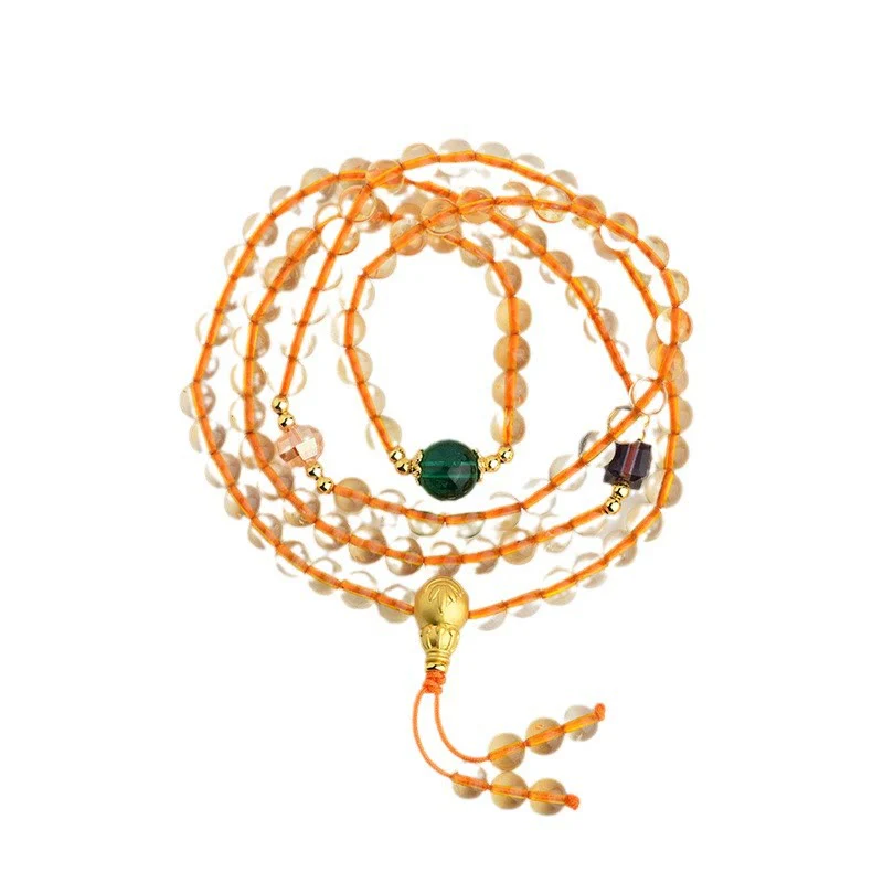 Buddha Stones 108 Mala Koraliki Cytryn Bransoletka Szczęścia - Image 9