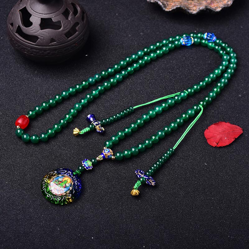 Buddha Stones 108 Mala Koraliki Naturalny Zielony Agat Bodhisattwa Zielona Tara Manifestacja Charm Bransoletka - Image 4
