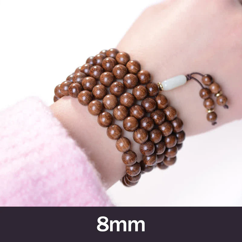 Buddha Stones 108 Mala Koraliki Rosewood Jade Calm Bransoletka - Image 5