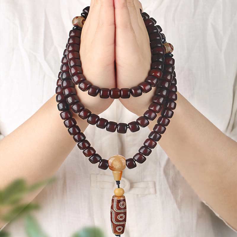 Buddha Stones 108 Mala Koraliki Trójoczny Dzi Koralik Dziewięciooki Dzi Koralik Bransoletka Szczęścia Jade