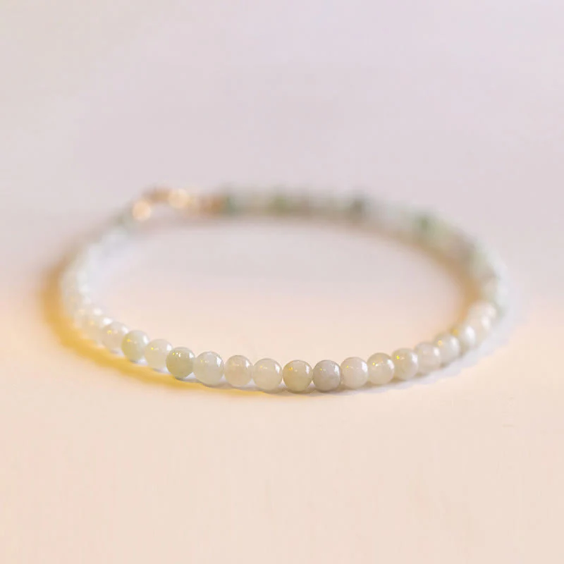 Buddha Stones 2 mm Jadeit Ultra cienkie koraliki 14k pozłacana miedź bransoletka szczęścia - Image 5