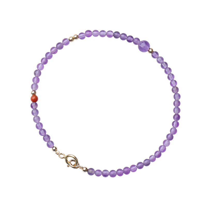 Buddha Stones 2 mm Ultra cienkie koraliki Naturalny ametyst 14-karatowa miedź pozłacana Bransoletka medytacyjna Wewnętrzny spokój - Image 10