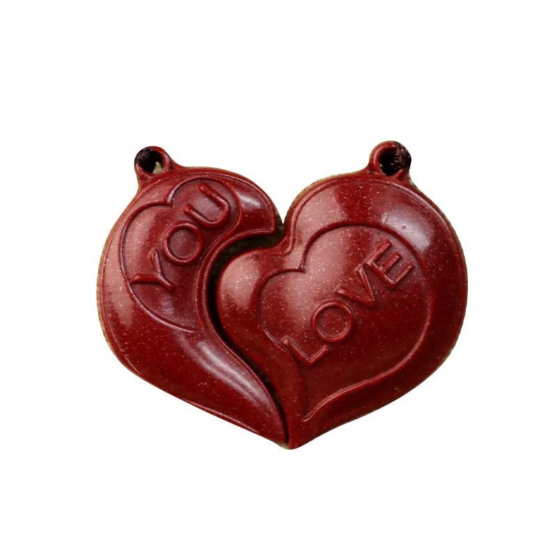 Buddha Stones 2 szt. KOCHAM CIĘ Naturalny Cynober Miłość Serce Sznurek Błogosławieństwo Para Naszyjnik Wisiorek - Image 8