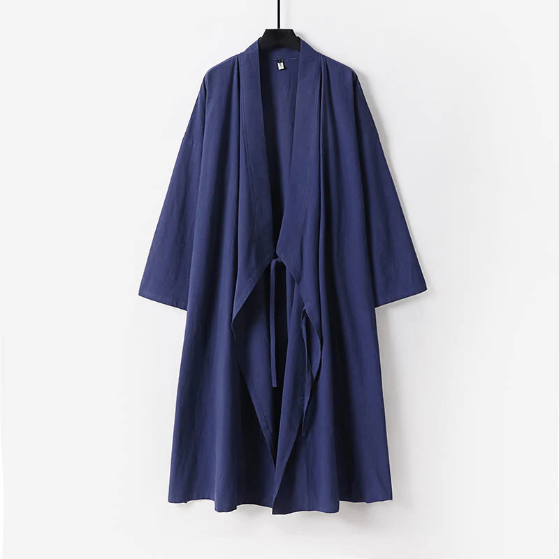 Buddha Stones 2 sztuki Wudang Fall Solid Long Sleeve Mens Taoist Long Robe Kamizelka Bez Rękawów Sznurowany Kimono Ceremonia Garnitur - Image 14