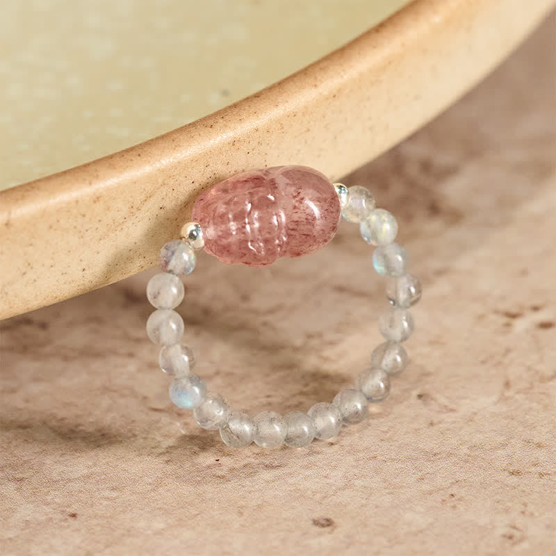 Buddha Stones 3 mm Mini koraliki z naturalnego kamienia księżycowego, turmalinu, granatu i perły, kwarcu truskawkowego, elastyczny pierścień leczniczy PiXiu - Image 10