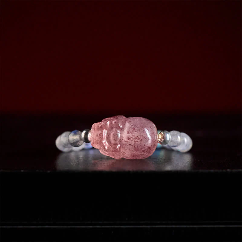 Buddha Stones 3 mm Mini koraliki z naturalnego kamienia księżycowego, turmalinu, granatu i perły, kwarcu truskawkowego, elastyczny pierścień leczniczy PiXiu - Image 12