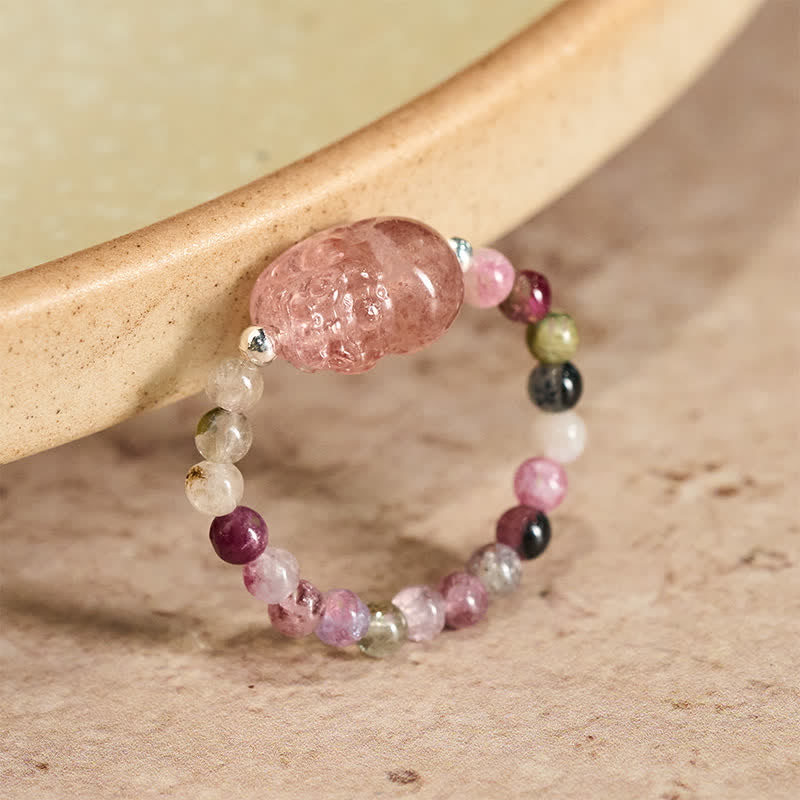 Buddha Stones 3 mm Mini koraliki z naturalnego kamienia księżycowego, turmalinu, granatu i perły, kwarcu truskawkowego, elastyczny pierścień leczniczy PiXiu - Image 16
