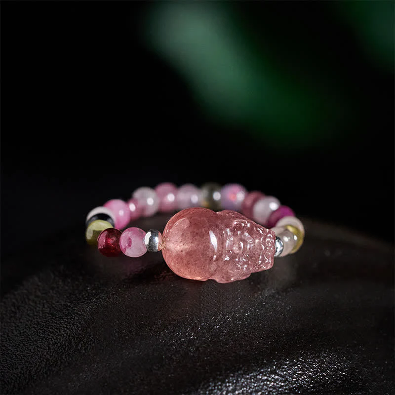 Buddha Stones 3 mm Mini koraliki z naturalnego kamienia księżycowego, turmalinu, granatu i perły, kwarcu truskawkowego, elastyczny pierścień leczniczy PiXiu - Image 17