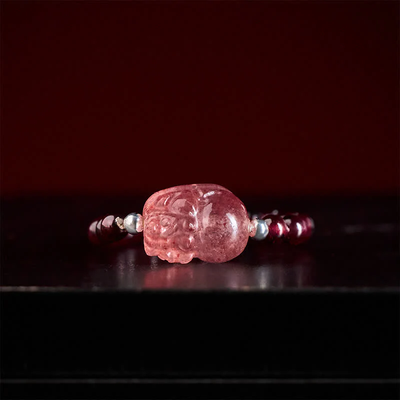 Buddha Stones 3 mm Mini koraliki z naturalnego kamienia księżycowego, turmalinu, granatu i perły, kwarcu truskawkowego, elastyczny pierścień leczniczy PiXiu - Image 4